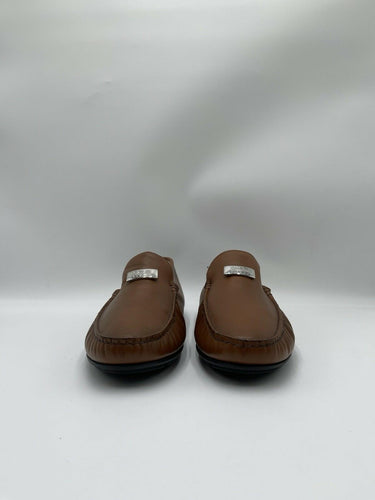 Men’s Cavalli Class brown leather shearling-lined driving loafers Size 44