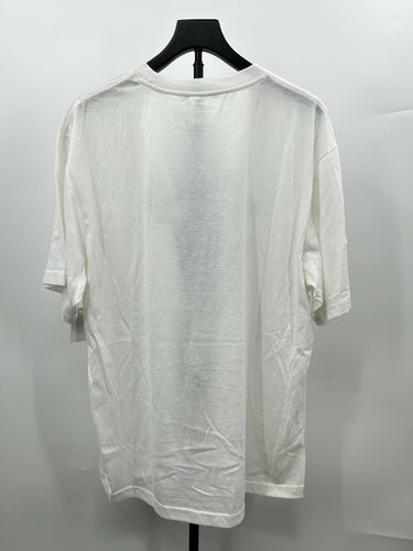 Designs Untitled White crewneck t-shirt features bold, black Graphic Size XL White