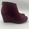 Sugar Juliette Burgundy Micro Suede Chevron Wedge Ankle Boots Womens 6 Sugar