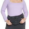 Plus Size Women's Bp. X Claudia Sulewski Square Neck Thermal PURPLE Top Size 1X BP.