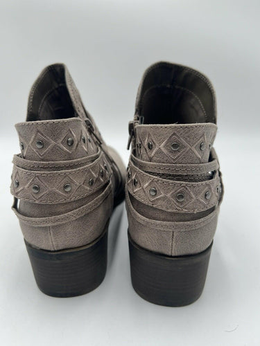 Sugar Thunderdome Taupe Distress Studded Cutout Ankle Booties Womens 9.5 Sugar