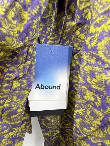 ABOUND Top Purple Yellow Paisley Smocked Babydoll Puff Sleeve Boho - S