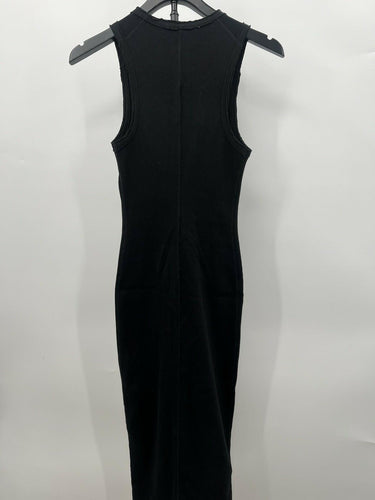 NWT AllSaints Alicia Dress Womens 2 Black Ribbed Zip Front Bodycon Midi  2