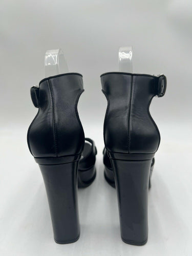Alexander McQueen Women Black Leather Platform Heel Sandal Shoe Size 39 Alexander McQueen