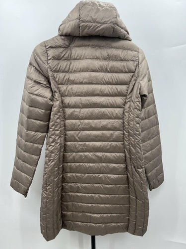 32 Degrees Heat Jacket Womens Taupe Hooded Packable Long Ultra Light Down XS 32 Degrees