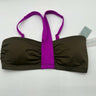 Coastal Blue Bandeau Bikini Top Olive Green Magenta Halter Colorblock NWT M Coastal