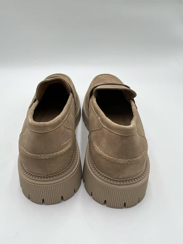 Patrizia Akiko-TN Platform Loafer Tan Suede Chunky Lug Womens Size 9.5-10