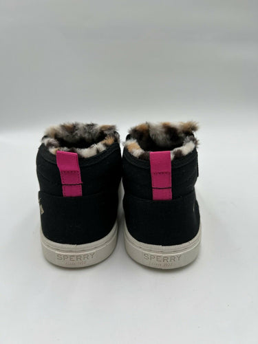 Sperry Black Faux Fur Leopard Slip On Chukka Boots Size 5