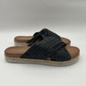 Los Cabos TINNY Black Synthetic Woven Open Toe Crisscross Slide Sandals, Size 39 Los Cabos