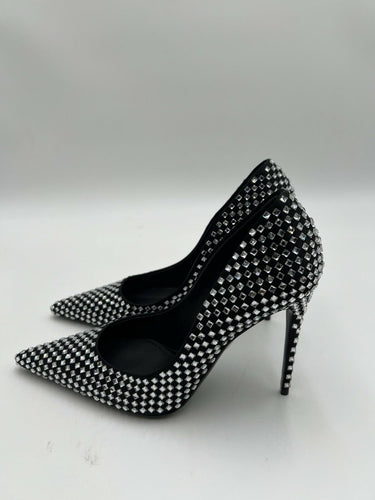 Dolce & Gabbana Crystal-embellished satin checkered pumps Size 36 Dolce&Gabbana