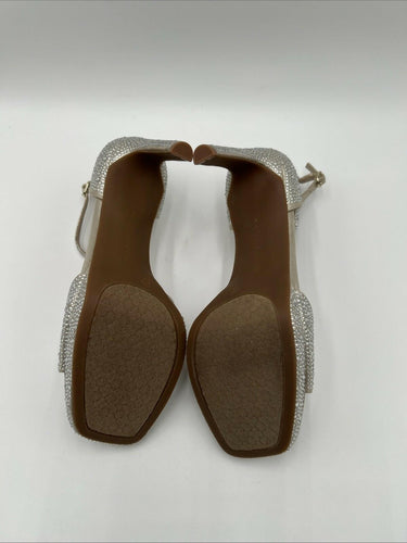 NWOB Kelly & Katie DAHLIA Shimmer Studded Fabric Ankle Strap Heeled Sandals 9 M Kelly