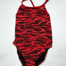 TYR Woman’s red and black patterned Lambent Cutoutfit Swimsuit Size 40 TYR