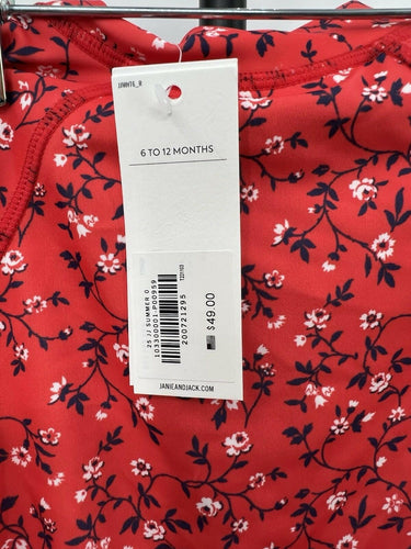 Janie and Jack Baby Rashguard Swimsuit Red Floral Long Sleeve 6-12M Janie and Jack