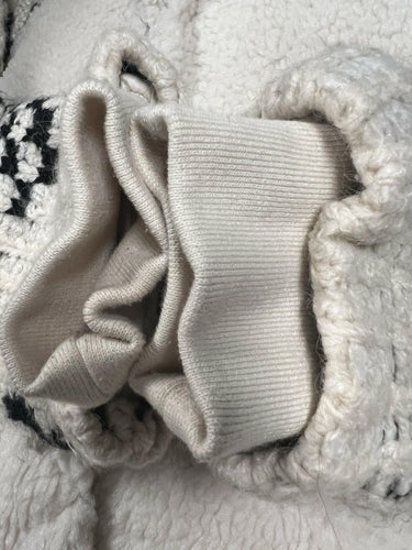 BlankNYC White Sherpa Knit Jacket Fair Isle Size S