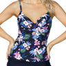 Island Escape Women's Printed Gemini Twist-Front Underwire Tankini Swim Top,14 Island Escape