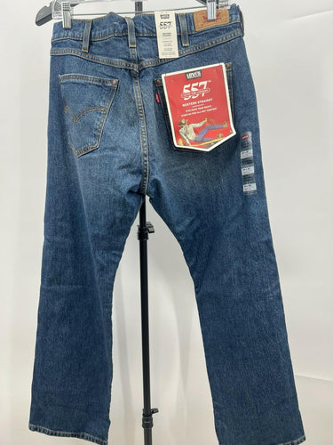 Levis 557 Western Straight Jeans Mens Stretch Medium Wash Bootcut Cowboy W34 L30 Levi's