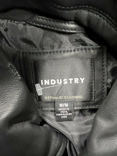 Industry Republic Clothing Leather Bomber Jacket Black Mens Size M