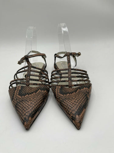 Stella McCartney Snake-Print Cage Ankle-Strap Flat Sandals Size 38.5