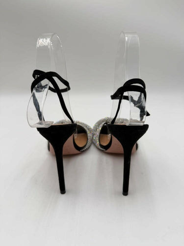Women’s Aquazzura Crystal Twist Sandals Black/Silver Size 35.5