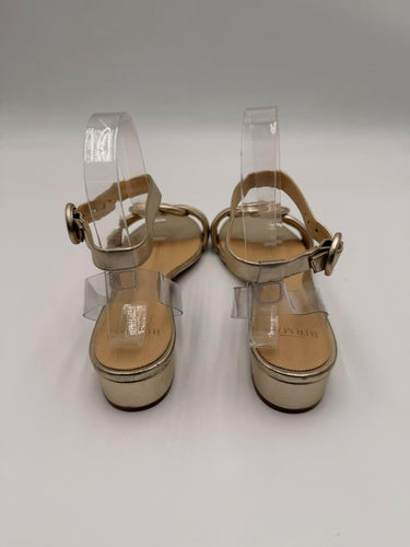 Alexandre Birman Vicky knotted sandals metallic gold leather Heels Size 37.5