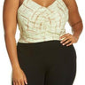 BP. Ruched V-Neck Crop Tank in Green L Cross Hatch Plaid Size 1X BP.