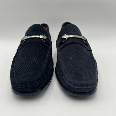 Men’s Saks Fifth Avenue "Dominic" Navy Perforated Suede Horsebit Loafer Size 10M Saks Fifth Avenue