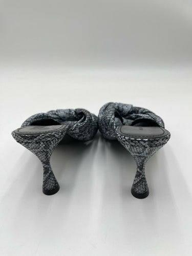 Balenciaga Drapy knot-front slide heels in blue snakeskin leather Print Size 36