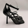 Women’s Versace Safety Pin heeled sandals Black Leather Size 36 Versace