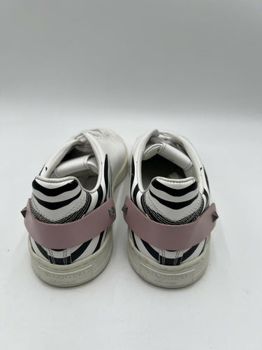 Valentino Garavani Backnet zebra-print sneakers featuring a pink heel Size 38.5 Valentino