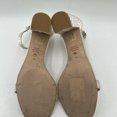 Women’s Stuart Weitzman Nearlynude Satin Ivory Embellished Sandal Size 10B Stuart Weitzman