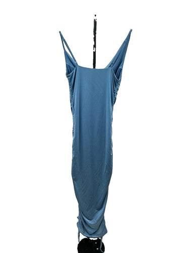 Bebe light blue Woman’s midi dress cowl neckline Drawstring Details Size S