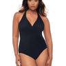 Miraclesuit Women's Rock Solid Wrapsody Halter Tummy Control Swimsuit, Black,10 Miraclesuit