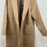 Rachel Zoe Coat Womens Camel Long Duster Shawl Collar Pockets Open Cardigan L Rachel Zoe