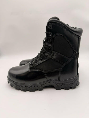 Men’s Rocky Alpha Force Waterproof Zipper Duty Black Leather Boot Size 8W