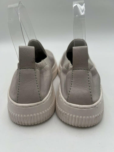 Sofft Taupe Leather Scrunch Slip On Platform Sneakers White Womens Size 7.5