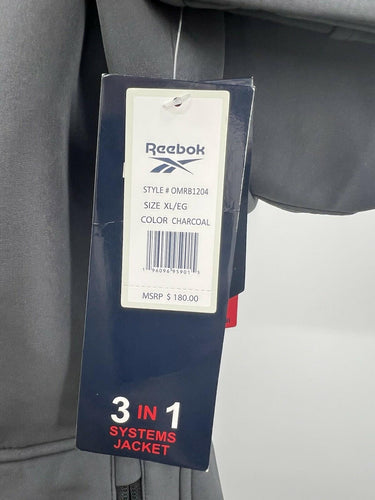 Reebok Charcoal 3 in 1 Systems Jacket Hooded Size XL