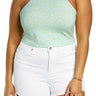 BP. Halter Crop Top in Teal- Ivory Allison Floral at Nordstrom, Size 1X BP.