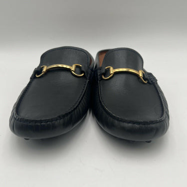 Men’s Saks Fifth Avenue Dark Gray Leather horsebit slip-on loafers Mules Size 10 Saks Fifth Avenue