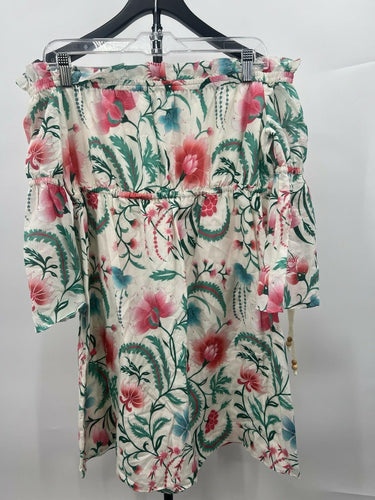 Rachel Zoe Dress White Pink Green Floral Off Shoulder Boho Mini 6 Rachel Zoe