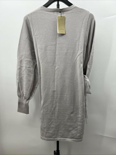 VTSGN Womens Beige Oatmeal Knit Sweater Balloon Sleeve Tie Side XL Vtsgn