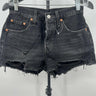 Levi's 501 Shorts High Rise Faded Black Denim Distressed Cutoff Frayed Size 25 Levi's