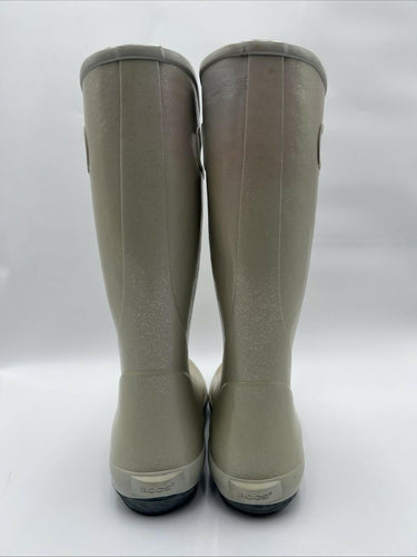 Bogs Rain Boots White/Silver Glitter Size 10 Bogs