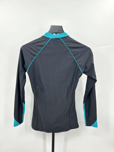 Coastal Blue Women's Rash Guard geometric print Front Zipper Size S Coastal