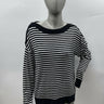 Catherine Malandrino Boatneck Shoulder Button Black/WhiteSweater Size L Catherine Malandrno