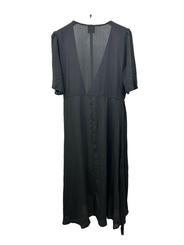 Bobeau Womans Black black short-sleeve V-neck faux wrap midi dress Size XL