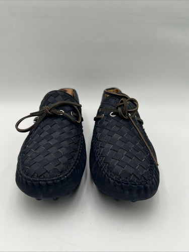 Men's Saks Fifth Avenue navy blue woven suede driving loafers Size 7 Saks Fifth Avenue