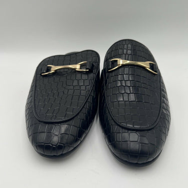 Men’s Saks Fifth Avenue Ronan black Leather croc-embossed mule Size 9 Saks Fifth Avenue