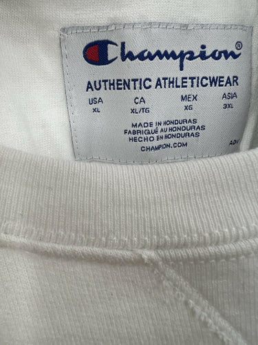 Champion Sweatshirt Mens White Script Logo Crewneck Lightweight NWT New XL Champion