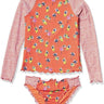 Hobie Girls' Long Sleeve Bikini Top & Merrow Hipster Bottom Rashguard Set 14 Hobie