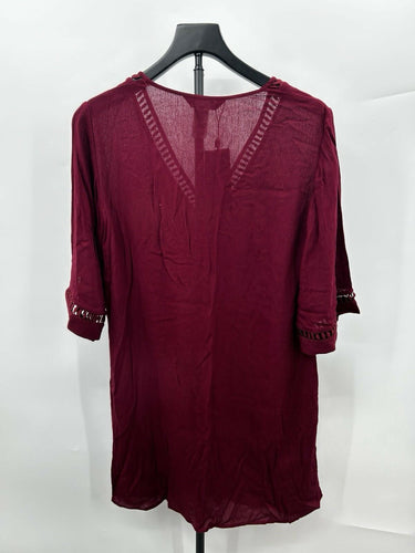 Jets by Jessika Allen Woman’s burgundy V-neck swim cover-up tunic Size 6